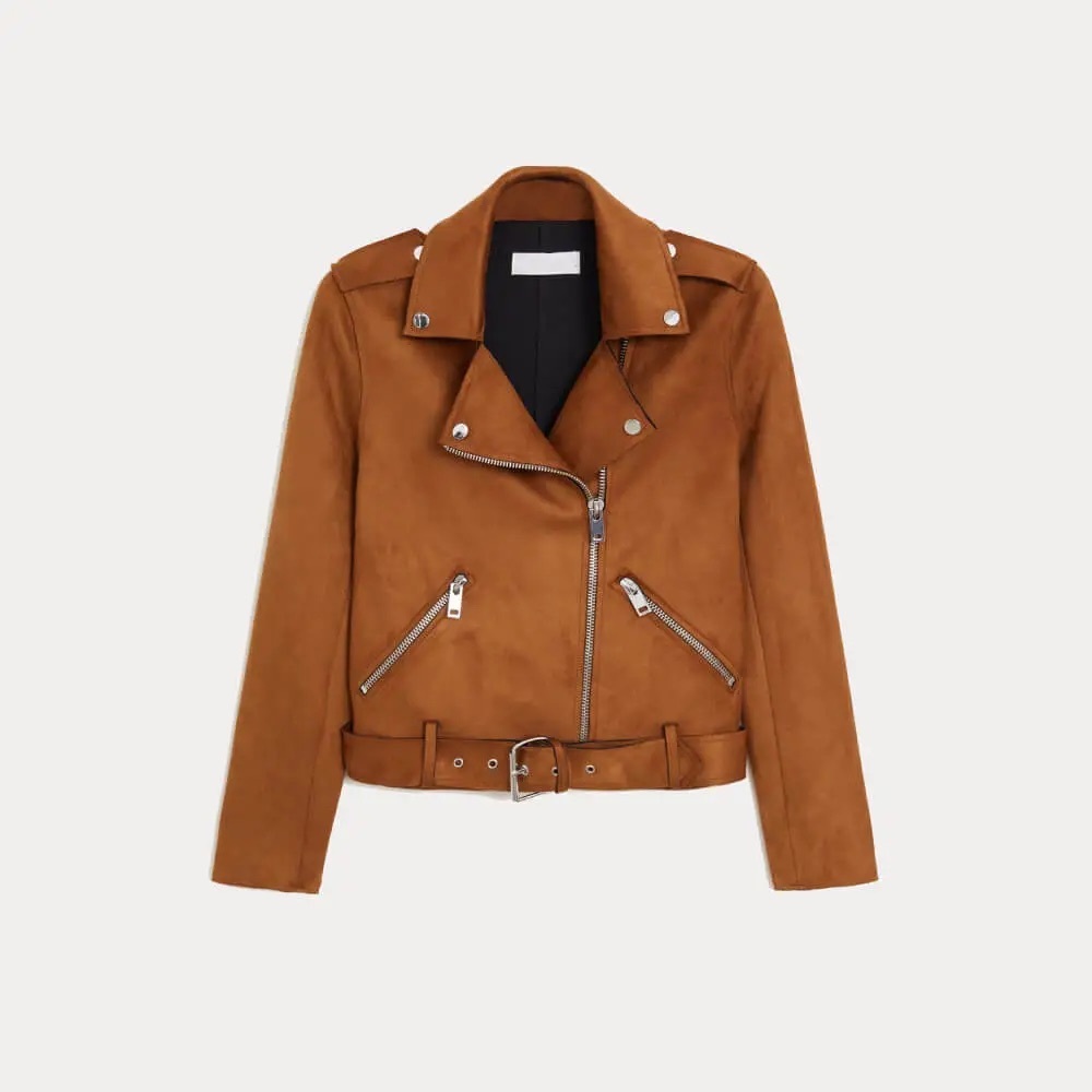 NWOT Brown faux suede moto jacket